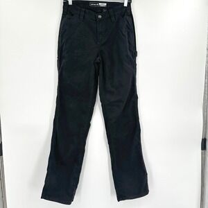 Carhartt Womens Loose Fit Carpenter Painters Pants Black Canvas 2 Tall